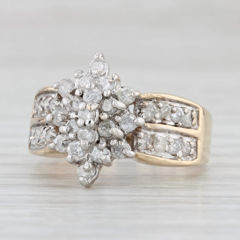 Light Gray 0.80ctw Diamond Cluster Ring 10k Yellow Gold Size 6.25 Engagement