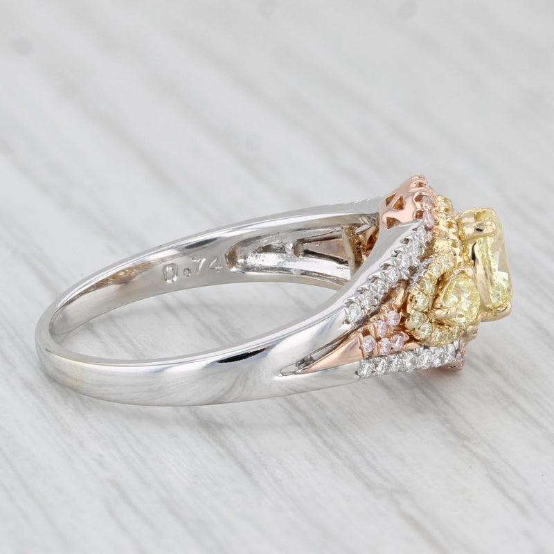 0.81ctw Yellow White Diamond Ring 18k White Rose Gold Engagement Canary Star