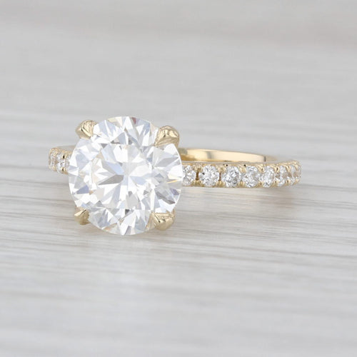 New IGI 3.51ctw Round Lab Grown Diamond Engagement Ring 14k Yellow Gold Size 6
