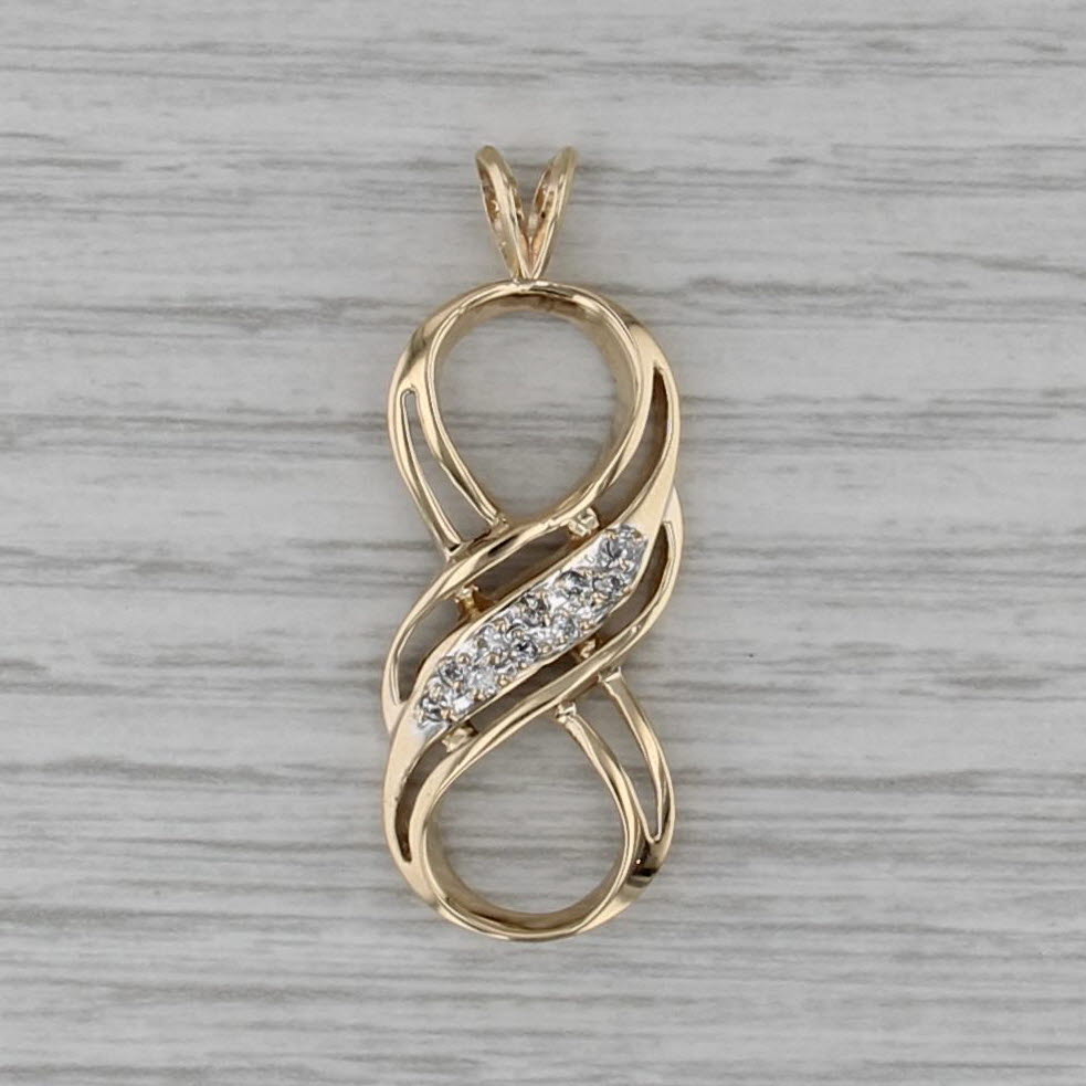 0.11ctw Diamond Infinity Knot Pendant 14k Yellow Gold Figure 8 Drop