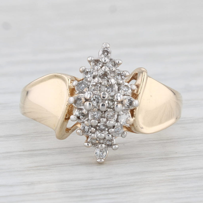 0.16ctw Diamond Cluster Ring 10k Yellow Gold Size 7.25
