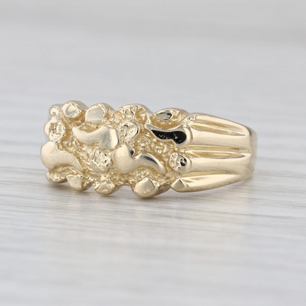 Gold Nugget Ring 14k Yellow Gold Size 8 Band