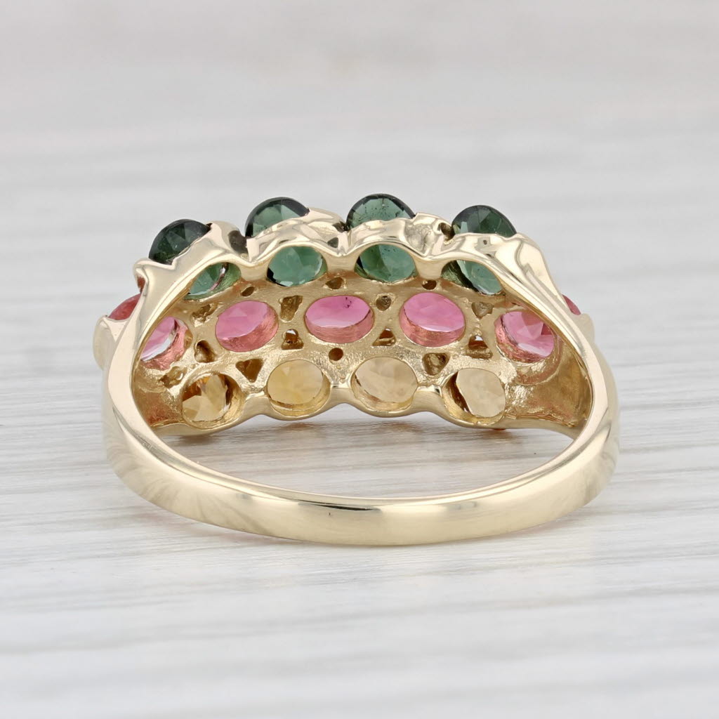 Light Gray 2.60ctw Green Pink Yellow Tourmaline Ring 14k Yellow Gold Size 8.25