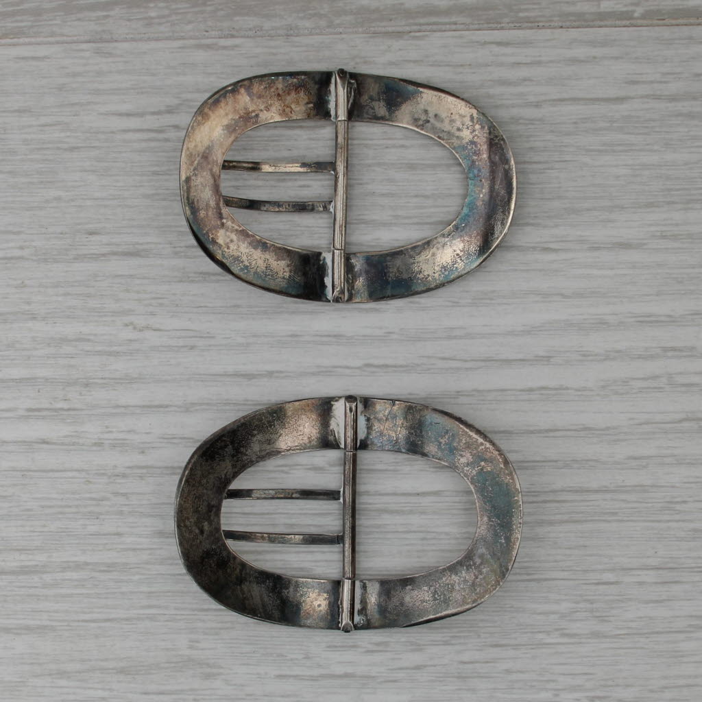 Antique Buckle Hair Clips Sterling Silver Set of 2 Barrettes
