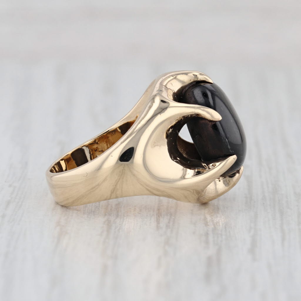 Vintage Black Star Sapphire Ring 14k Gold Size 5.25 Oval Cabochon Solitaire