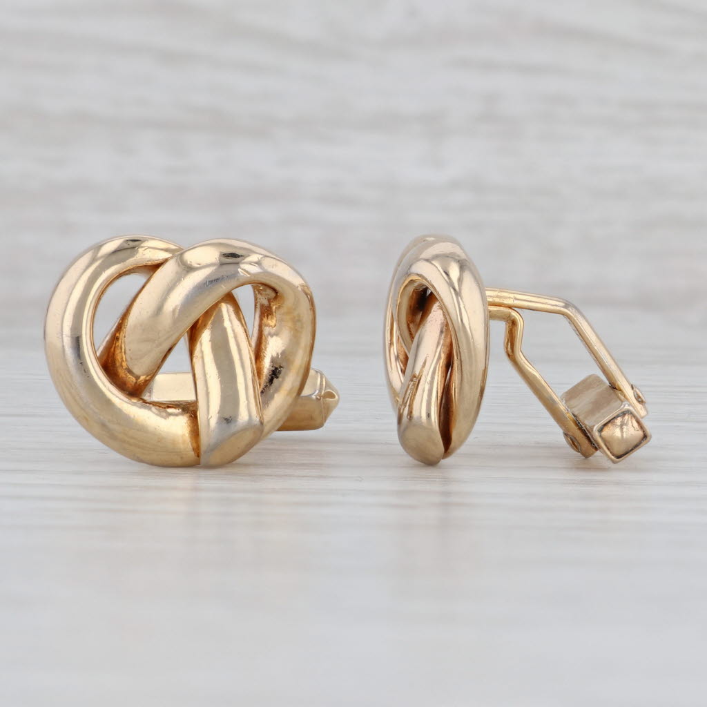 Gray Vintage Pretzel Knot Cufflinks Gold Plated Swank Men's Suit Accessories