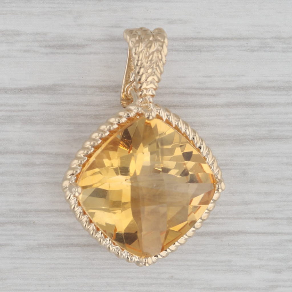 Gray 12ct Citrine Pendant14k Yellow Gold Statement Drop Clip Bail