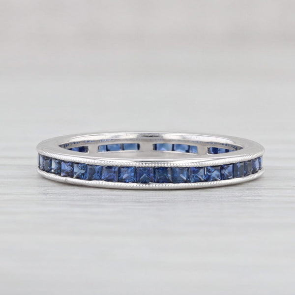 Light Gray 1.50ctw Blue Sapphire Eternity Band 18k White Gold Size 5 Wedding Ring
