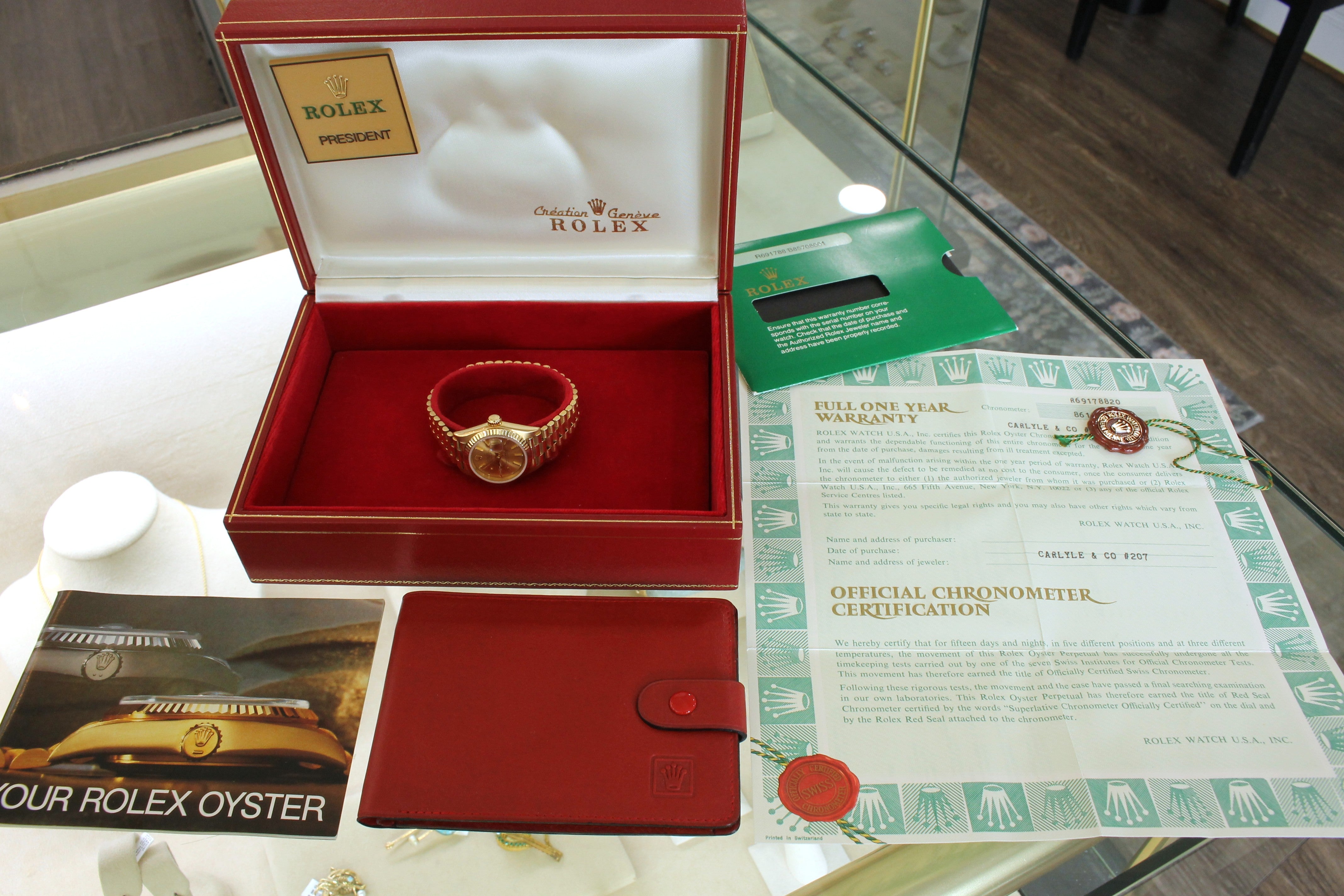 Vintage 1985 Rolex Datejust 69178 Ladies President 18k Gold Watch w Box Papers