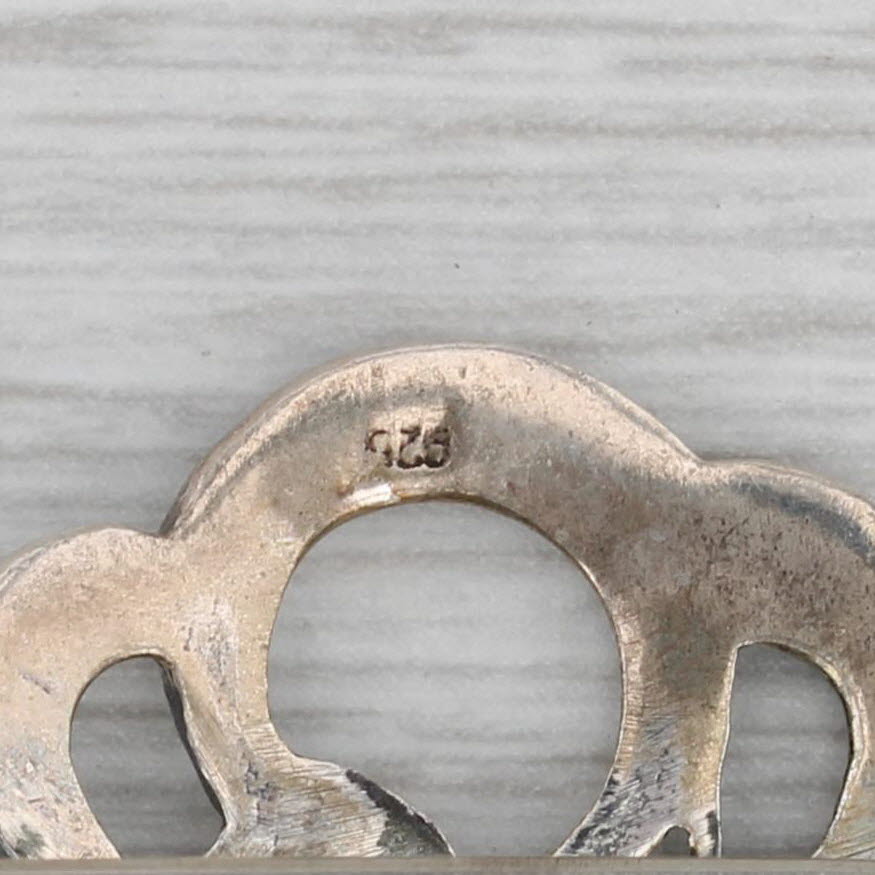 Gray Black Glass Marcasite Brooch Sterling Silver Vintage Pin