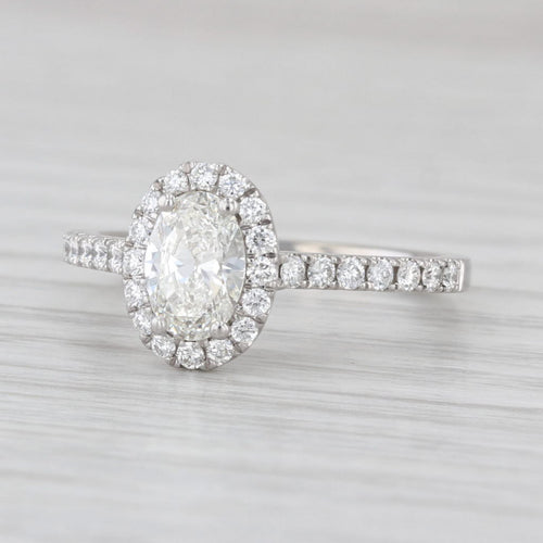 GIA 1.05ctw Diamond Oval Halo Engagement Ring 14k White Gold Size 6.5