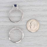 Gray 1.46ctw Blue Sapphire Diamond Engagement Ring Wedding Band Set 14k Gold Sz 6 GIA