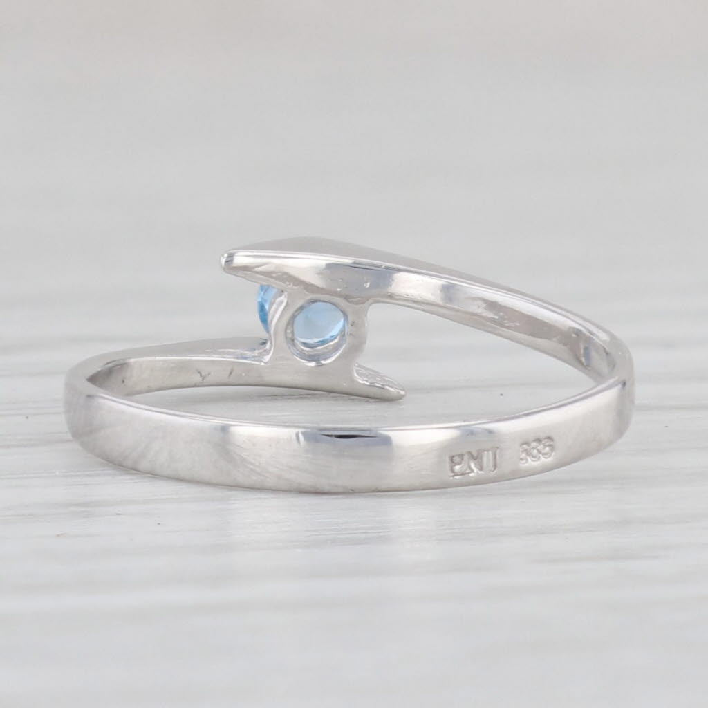 Light Gray 0.19ct Blue Lab Created Spinel Bypass Ring 14k White Gold Size 6 Round Solitaire