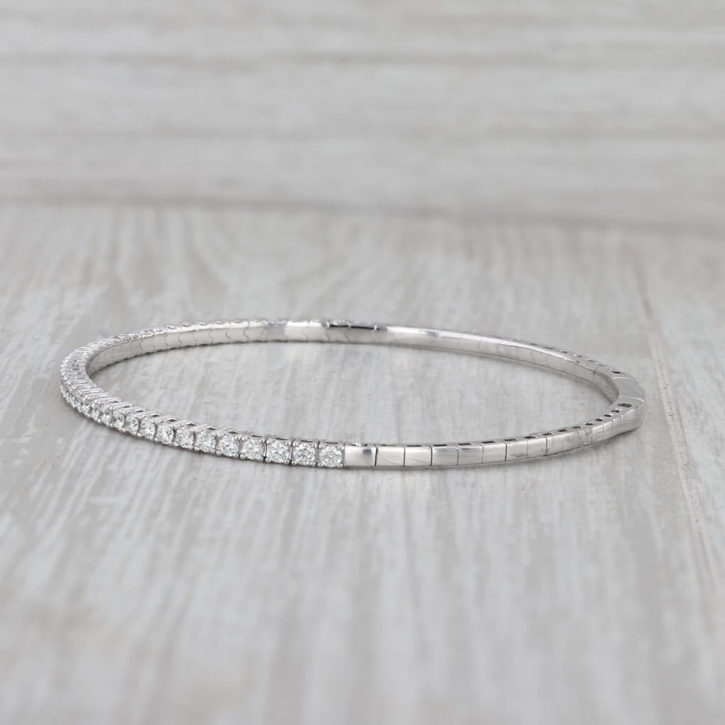 Gray New 1.95ctw Diamond Flexible Bangle Tennis Bracelet 14k White Gold 6.75"