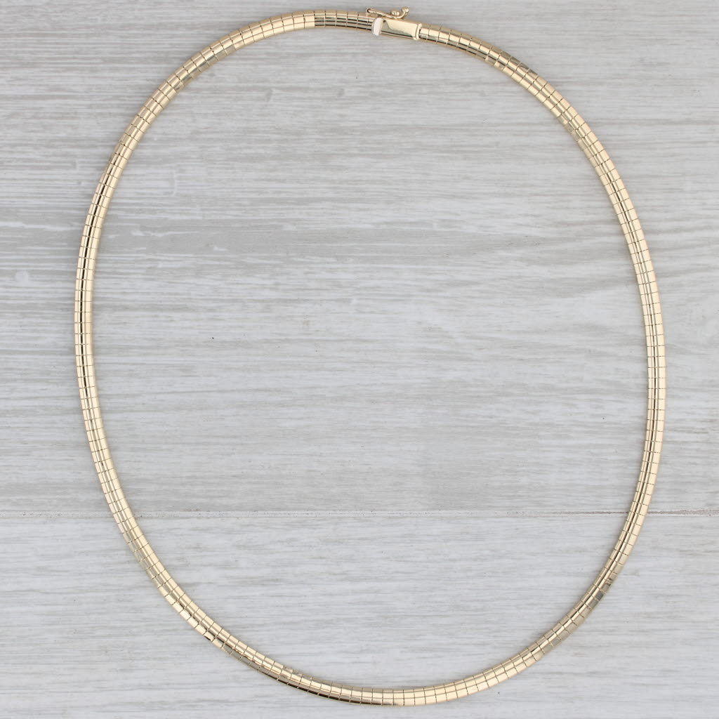 Gray Omega Chain Necklace 14k Yellow Gold 16" 3.8mm