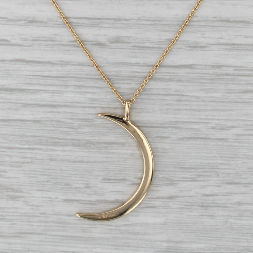 Noemie 0.30ctw Diamond Crescent Moon Pendant Necklace 18k Gold Adjustable to 18"