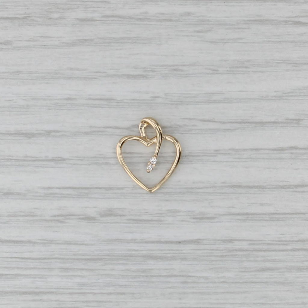 Diamond Accented Stylized Open Heart Pendant 14k Yellow Gold