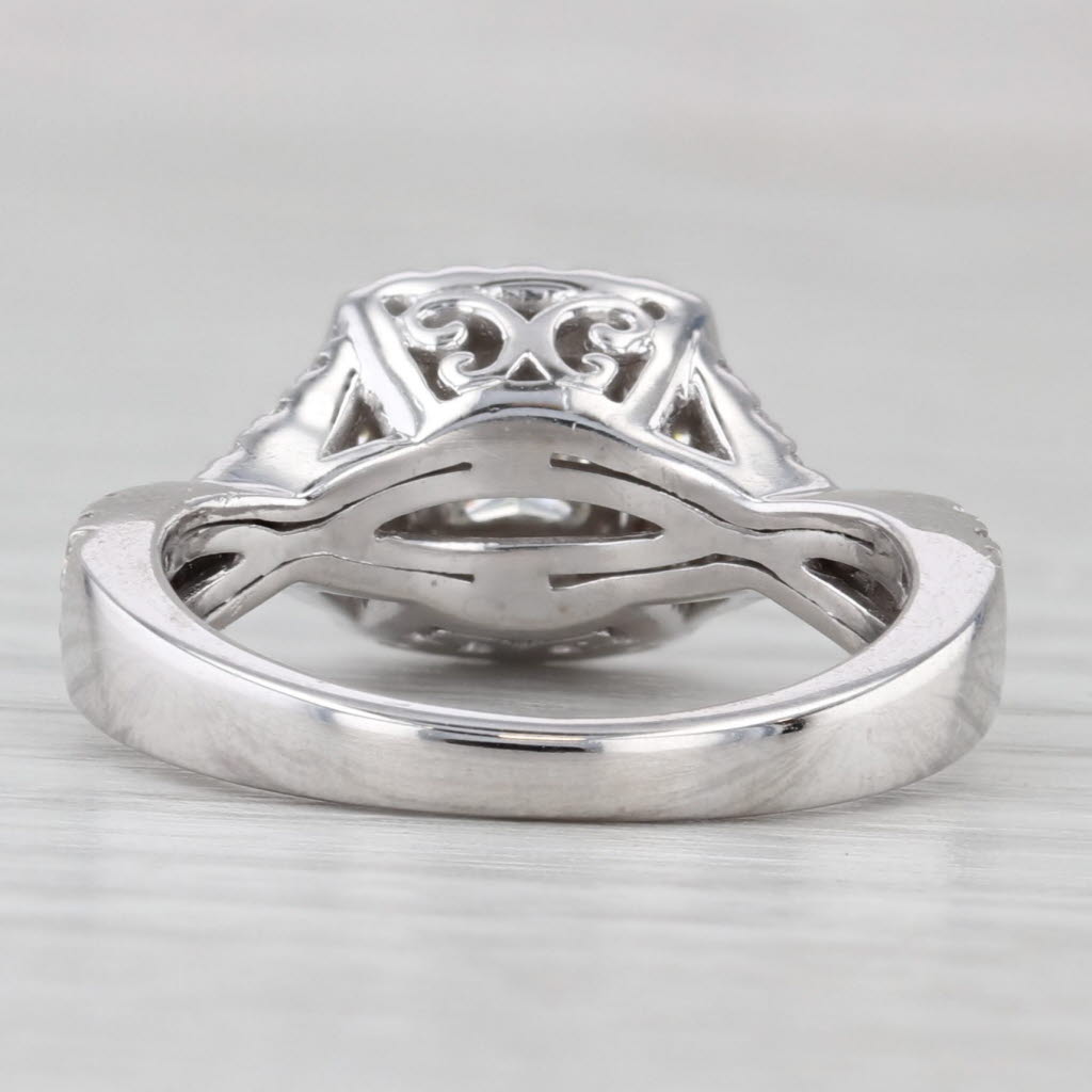 0.68ctw Princess Diamond Halo Engagement Ring 14k White Gold Size 5.5
