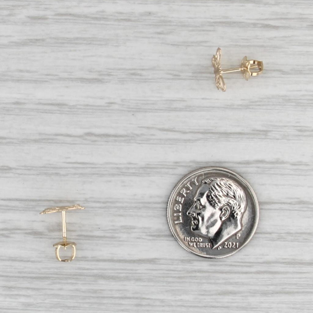 Detailed Little Butterfly Earrings 14k Yellow Gold Small Studs