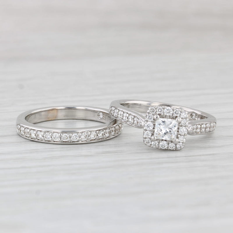 Light Gray Leo Bridal Collection 0.84ctw Diamond Engagement Ring Wedding Band 14k Gold