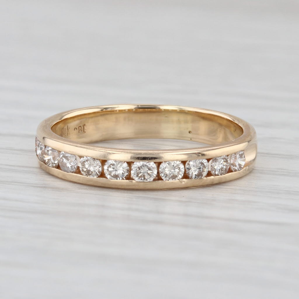 0.80ctw Diamond Wedding Band 14k Yellow Gold Size 7.5 Stackable Anniversary Ring