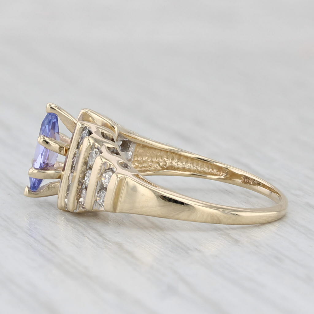 Light Gray 0.78ctw Marquise Tanzanite Diamond Ring 14k Yellow Gold Size 5.75