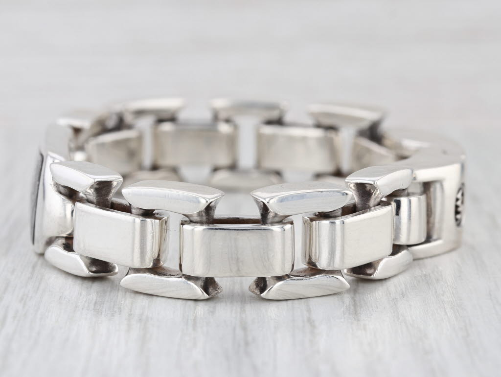 William Henry Damascus Identity Bracelet Sterling Silver Panther Chain 7.75"