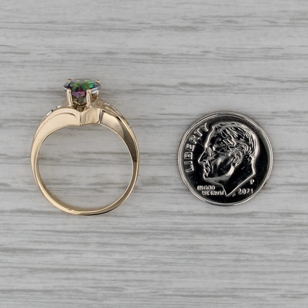 2.07ctw Mystic Topaz Diamond Ring 10k Yellow Gold Size 7.25 Bypass