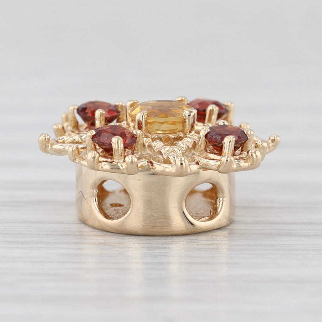 Richard Klein 0.78ctw Citrine Garnet Flower Slide Bracelet Charm 14k Yellow Gold