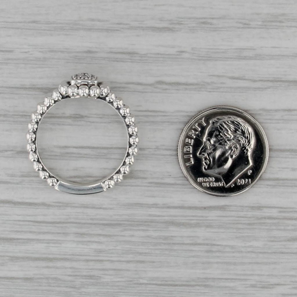 Lagos Caviar Spark Pave Diamond Ring Sterling Silver Size 7.25