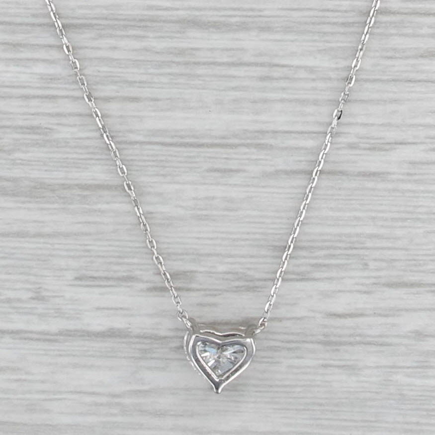 1ct VS1 E-F Lab Grown Diamond Heart Pendant Necklace 14k White Gold 16" 18"