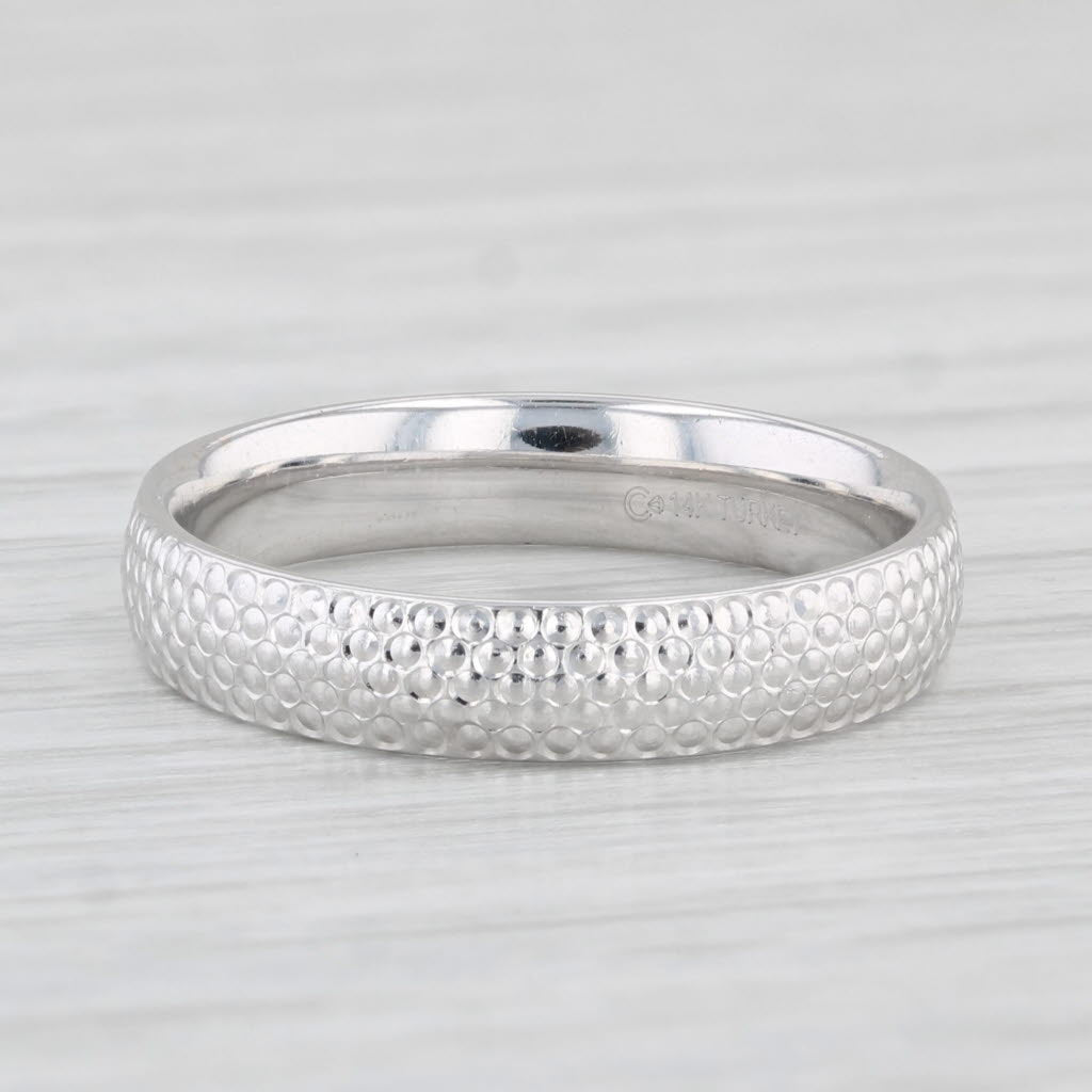 Light Gray Textured Band Ring 14k White Gold Size 7 Stackable Wedding