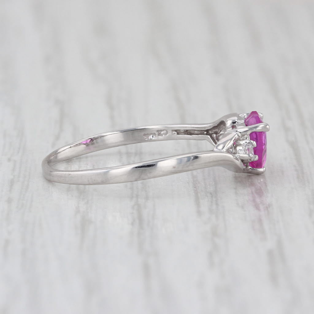 1.14ctw Pink Lab Created Sapphire Heart Cubic Zirconia Ring 10k White Gold