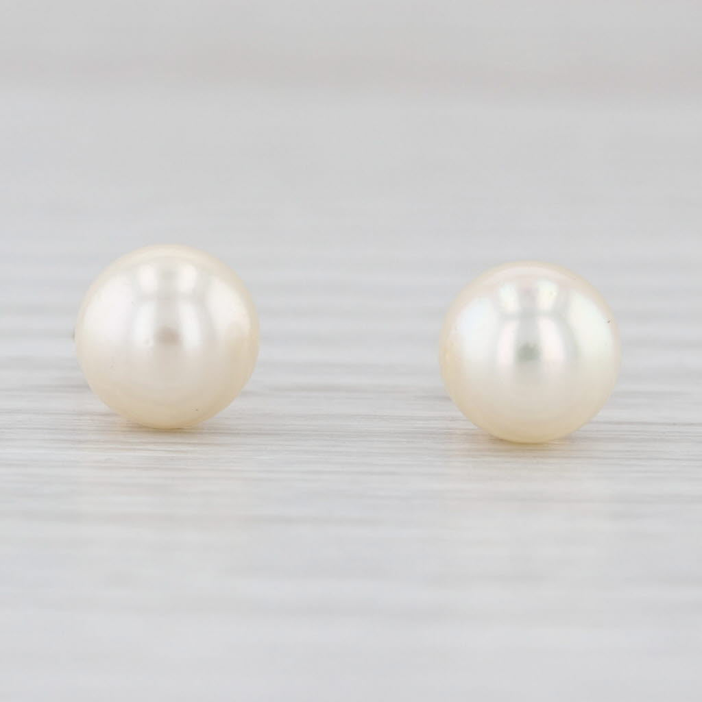 Cultured Saltwater Pearl Stud Earrings 14k Yellow Gold 7.2-7.3mm Studs