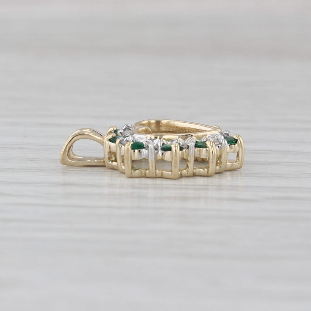 0.32ctw Emerald Diamond Open Heart Pendant 14k Yellow Gold Small Drop