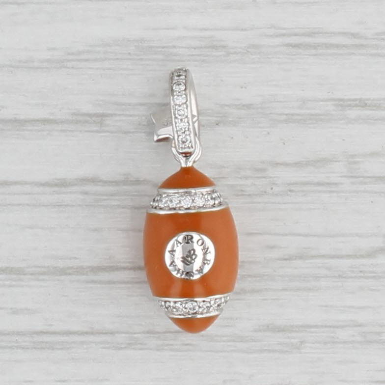 Light Gray New Aaron Basha Football Charm 0.24ctw Diamond 18k White Gold Enamel Pendant