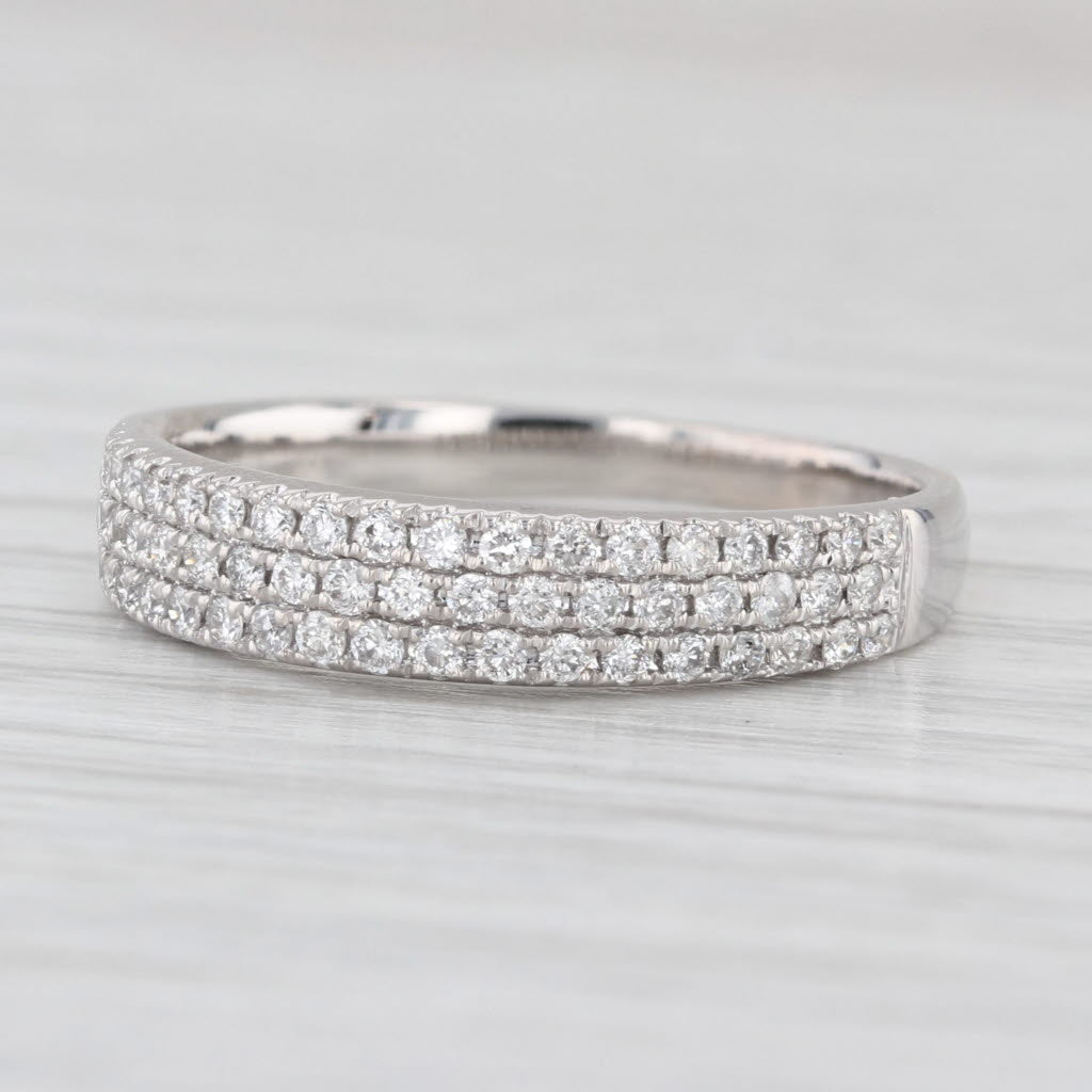 0.33ctw Pave Diamond Wedding Band 14k White Gold Sz 8 Stackable Annivesary Ring