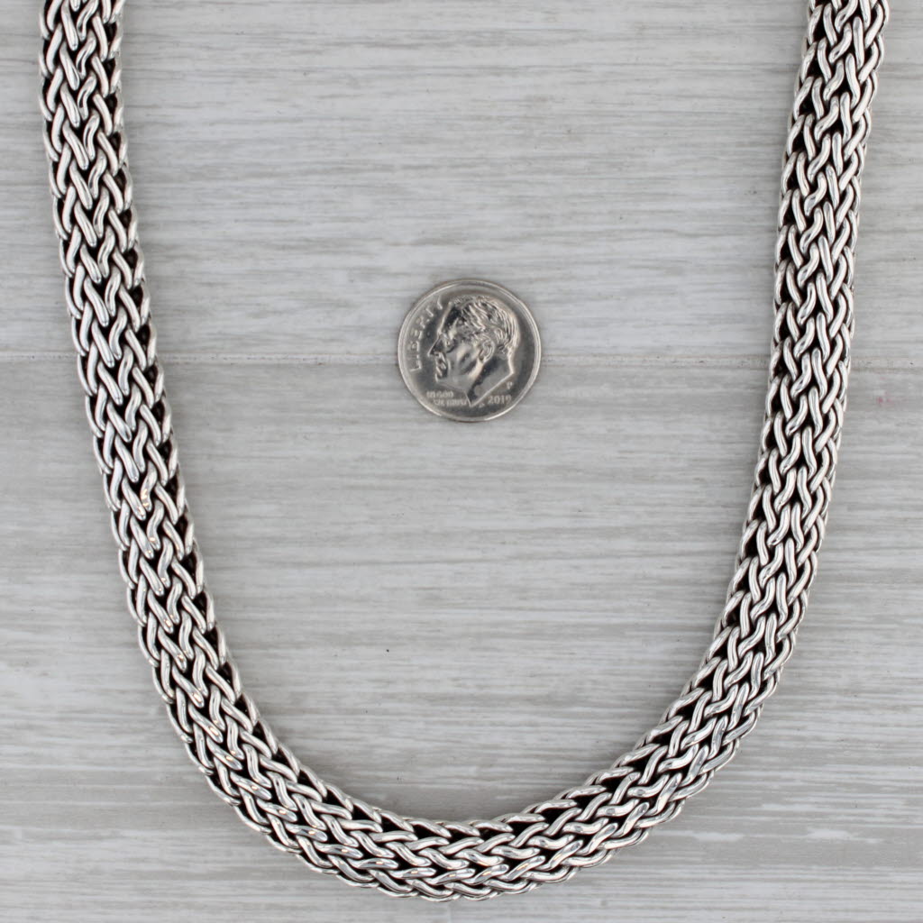 Gray John Hardy Woven Mesh Chain Necklace 15" 10mm Statement