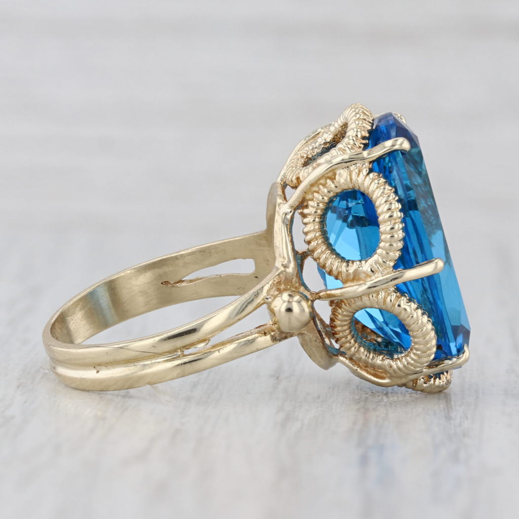 Light Gray 20ct Swiss Blue Topaz Oval Ring 14k Yellow Gold Size 8 Cocktail