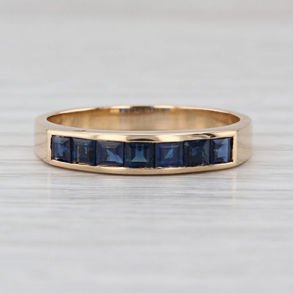 0.80ctw Blue Sapphire Ring 18k Yellow Gold Stackable Band Size 6.75