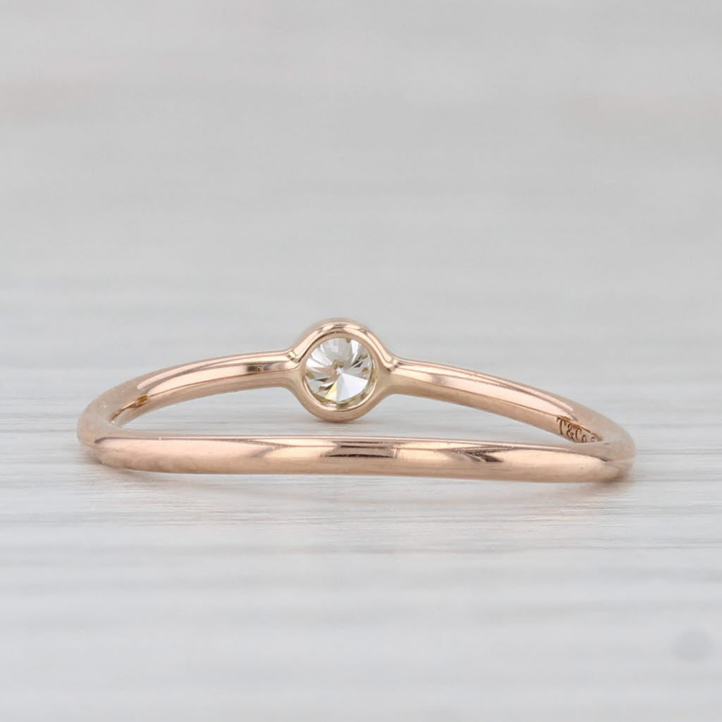 Light Gray Tiffany Diamond Solitaire Wave Ring w/ Box 18k Rose Gold Size 4.5 Perreti