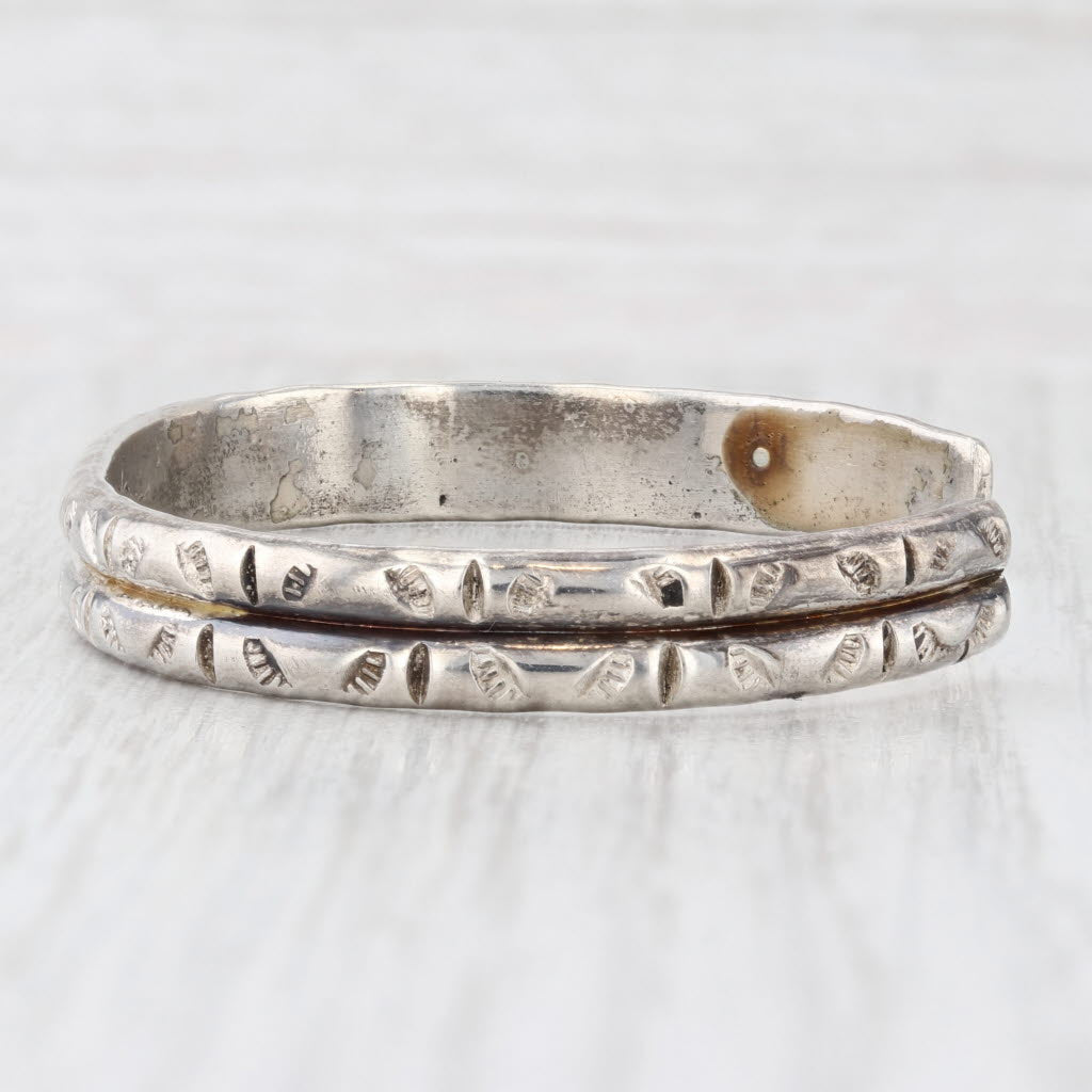 Light Gray Vintage Native American Stamped Cuff Bracelet Sterling Silver Signed 6.25" 6.6mm