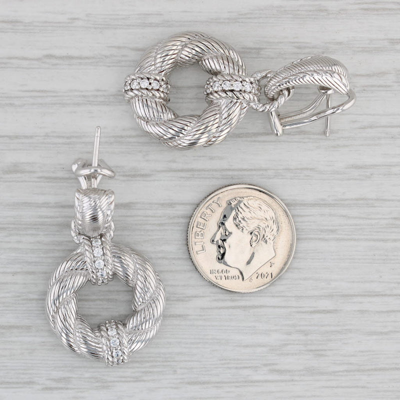 Gray Judith Ripka 0.36ctw Cubic Zirconia Dangle Wreath Earrings Sterling Silver