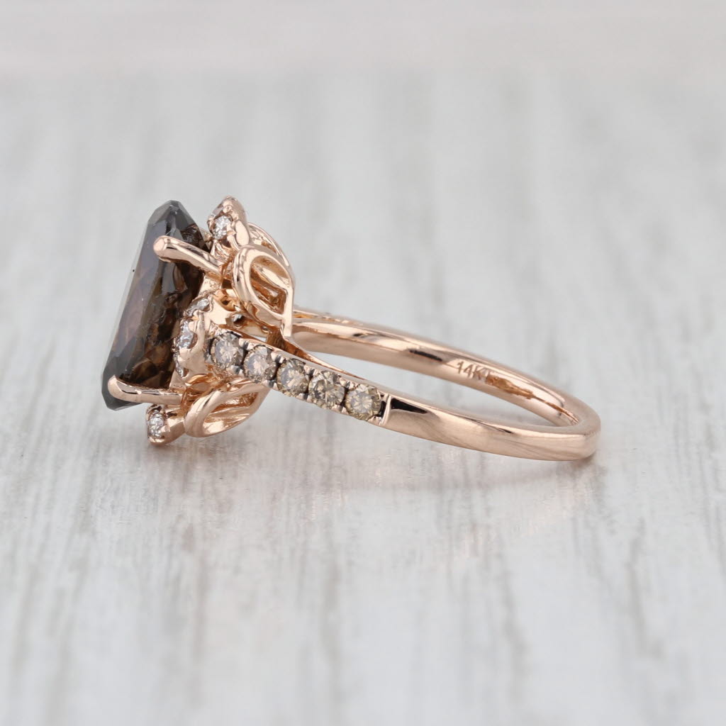 Le Vian 4.23ctw Oval Brown Zircon Diamond Ring 14k Rose Gold Size 4