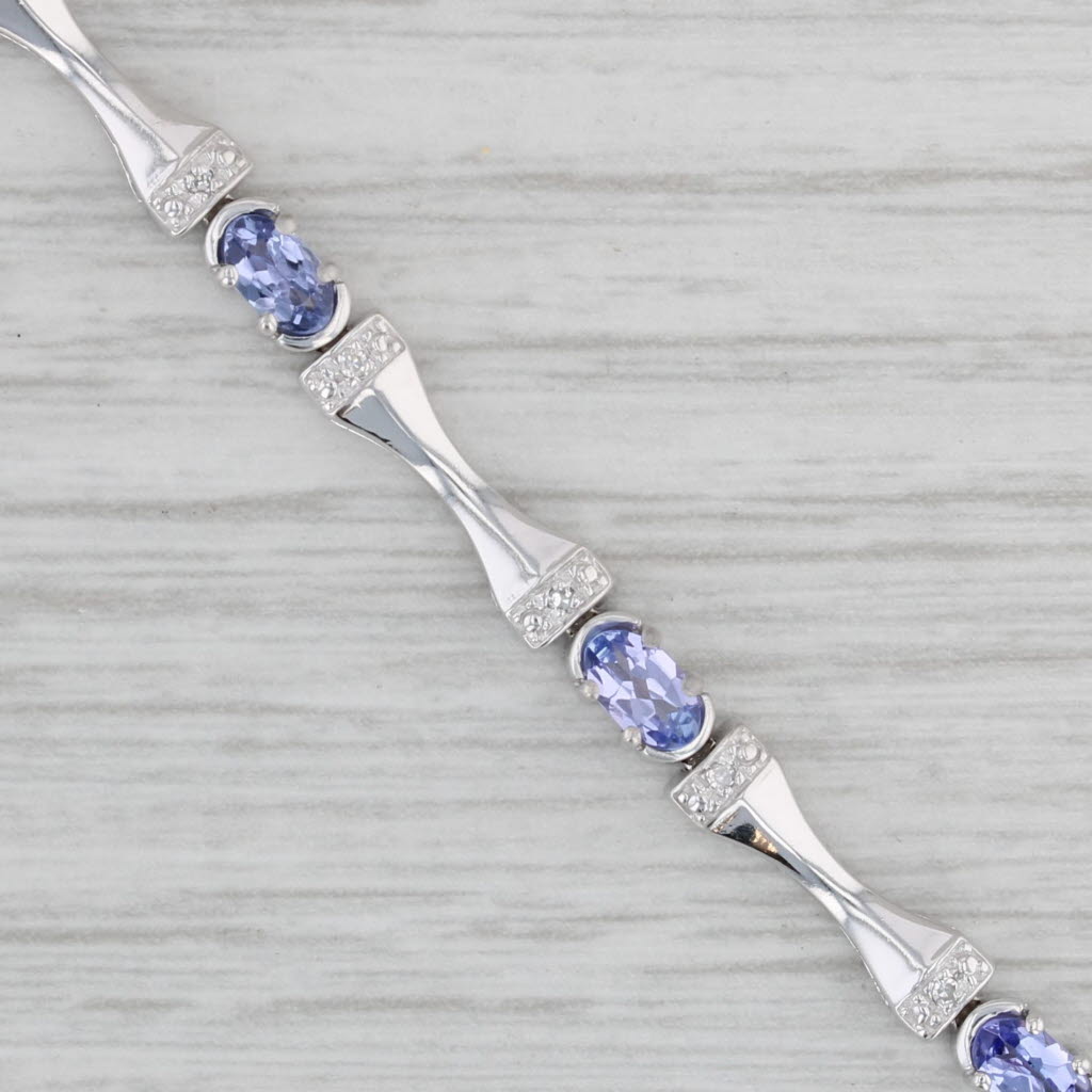 Gray 2.30ctw Tanzanite Diamond Bracelet 10k White Gold 7"