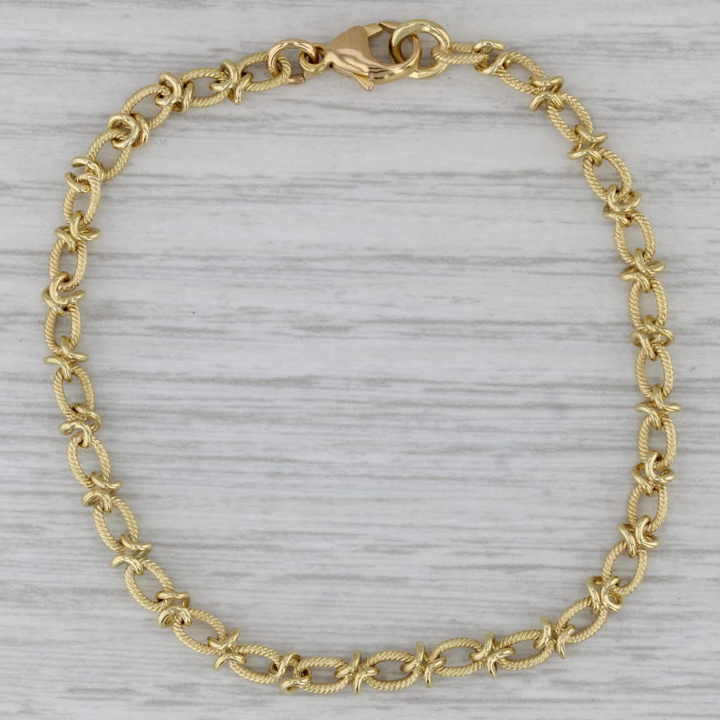 Gray Roberto Coin Cable Chain Bracelet 18k Yellow Gold 7.25" 4mm