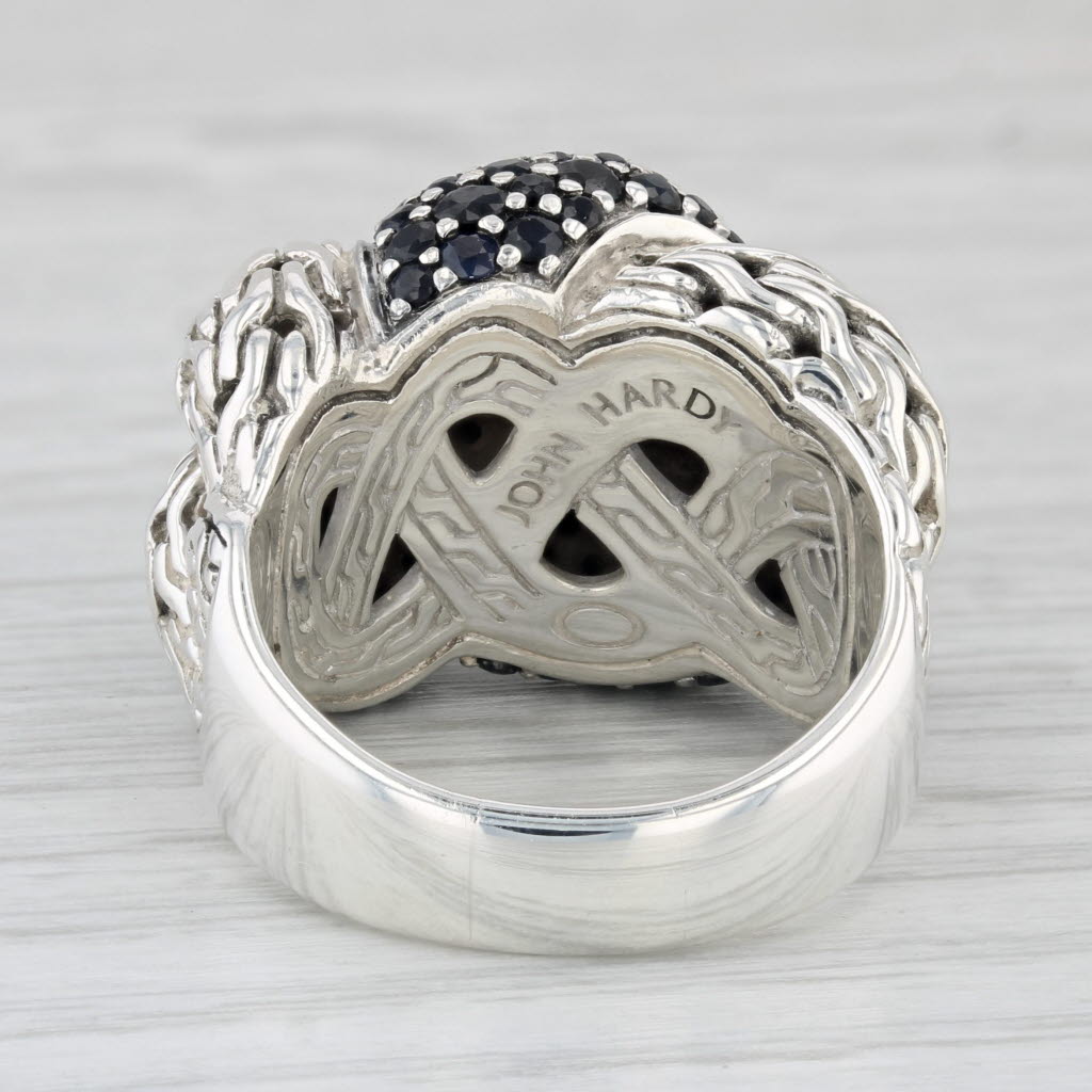 Light Gray John Hardy Lava Braided 5ctw Blue Sapphire Knot Cocktail Ring Sterling Silver