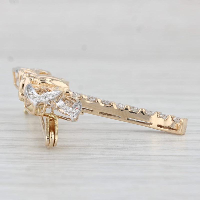 Light Gray 0.25ctw Diamond Dragonfly Brooch 18k Yellow Gold Statement Pin Insect Jewelry