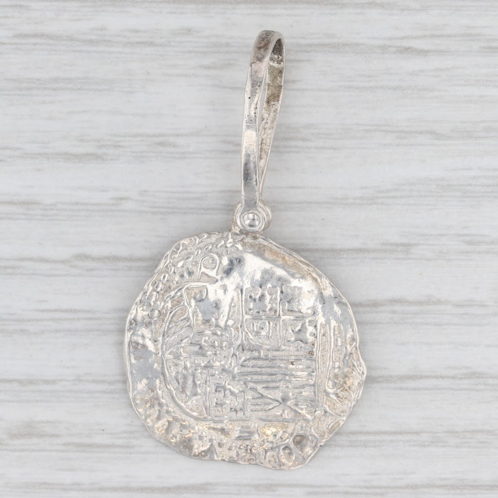 Light Gray Large Ancient Coin Copy Pendant Sterling Silver