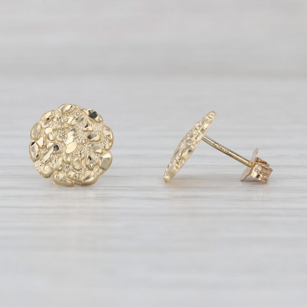 Gold Nugget Stud Earrings 10k Yellow Gold Small Round Studs